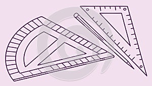 Geometry Tools, Ruler and Protractor Vector Illustration, vector design Generative AI