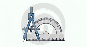 Geometry Tools Vector Illustration: Compass and Protractor