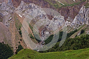 Geomorphological folds of rock on the north side of the Pyrenees. photo