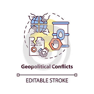 Geopolitical conflicts concept icon photo