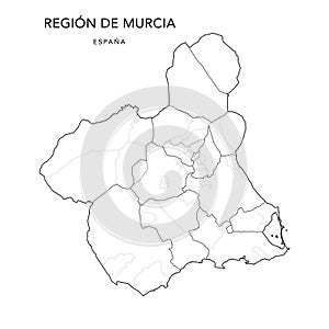 Geopolitical Vector Map of the Region of Murcia as of 2022