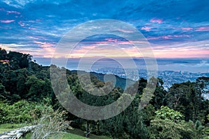 George Town City view from Penang Hill during dawn