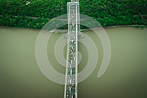 George Washington Bridge New York City aerial view, huge bridge in New York city from above