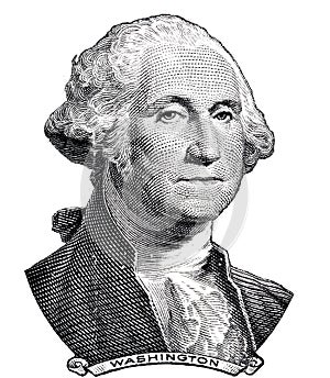 George Washington  cut on 1dollar banknote isolated on white background