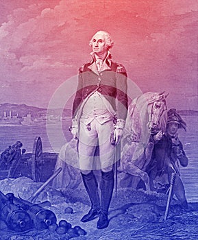 George Washington engraved illustration, in line art photo