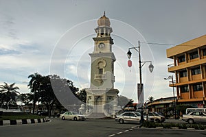 The colonial era clock tower in the Unesco Heritage Site of George Town in Penang