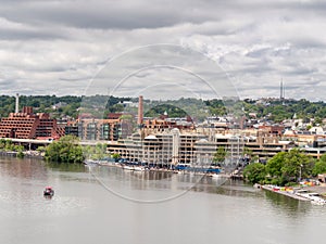 Georgetown waterfront park, view from the Potomac river. Washington DC