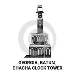 Georgia, Batum, Chacha Clock Tower travel landmark vector illustration