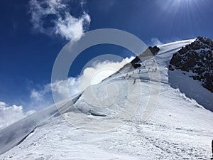 Georgia, Caucasus Mountains, Kazbek Peak.