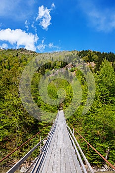 Georgia. Caucasus. Wooden suspension bridge