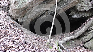 Georgia, Chattahoochee River, Zooming into a small cave along the River rocks