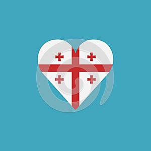 Georgia flag icon in a heart shape in flat design