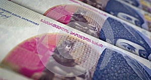 Georgia Lari money banknote surface loop animation