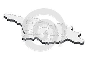 Georgia map in 3D. 3d map with borders of regions.