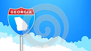 Georgia map on road sign. Welcome to State of Georgia. Vector illustration.