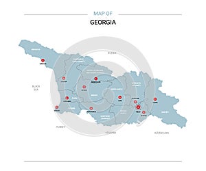 Georgia map vector with red pin.