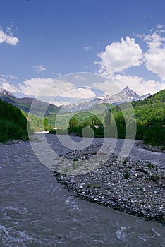 Georgia mountains and river in summer time