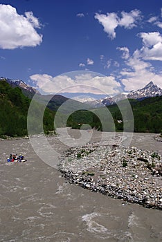 Georgia mountains and river in summer time