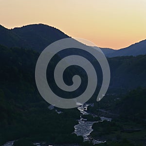 Georgia mountains and river in summer time