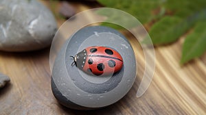 Georgia O\'keeffe Inspired Ladybug Pebble Art On Spruce