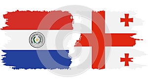 Georgia and Paraguay grunge flags connection vector