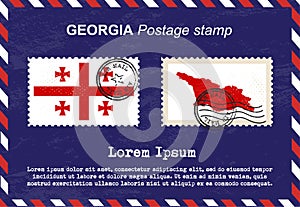 Georgia postage stamp, vintage stamp, air mail envelope.