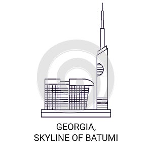 Georgia, Skyline Of Batumi travel landmark vector illustration