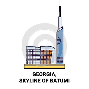 Georgia, Skyline Of Batumi travel landmark vector illustration