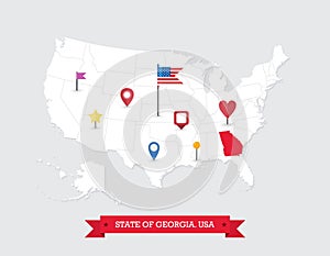 Georgia State map highlighted on USA map