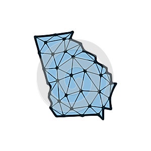 Georgia state map polygonal illustration made of lines and dots