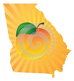 Georgia State with Peach Color Vector Illustration