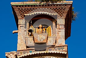 Georgia, Tbilisi - October 23, 2020: Rezo Gabriadze falling tower at Marionette Theatre square in the center of Tbilisi. Georgia.