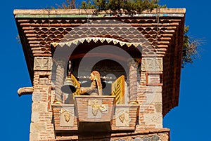 Georgia, Tbilisi - October 23, 2020: Rezo Gabriadze falling tower at Marionette Theatre square in the center of Tbilisi. Georgia.