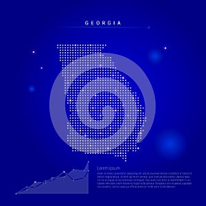Georgia US state illuminated map with glowing dots. Dark blue space background. Vector illustration