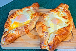 Georgian cheese pie adjaruli khachapuri