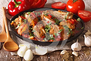 Georgian cuisine: Chakhokhbili chicken stew with vegetables. clo photo