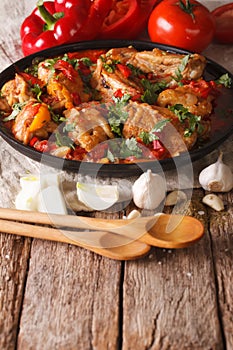 Georgian cuisine: Chakhokhbili chicken stew with vegetables. ver