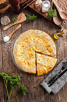 Georgian cuisine slised megrelian khachapuri bread