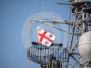 Georgian Flag on Naval Ship Radar Tower