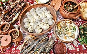 Georgian food Caucasian dishes khinkali shashlik lobio fish