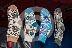 Georgian handmade socks, Ananuri, Georgia. Turistic place