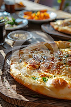 Georgian khachapuri on the table. Selective focus.