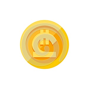 Georgian lari symbol on gold coin flat style