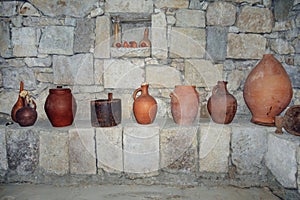 Georgian marani cellar for storing wine in special pitchers