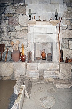 Georgian marani cellar for storing wine in special pitchers