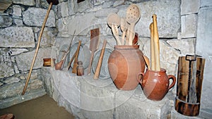 Georgian marani cellar for storing wine in special pitchers