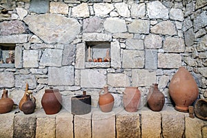 Georgian marani cellar for storing wine in special pitchers