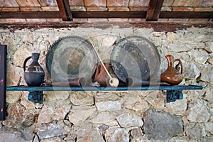 Georgian marani cellar for storing wine in special pitchers