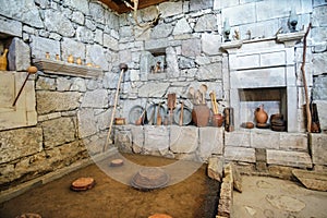 Georgian marani cellar for storing wine in special pitchers