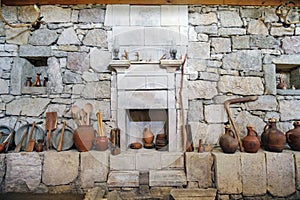 Georgian marani cellar for storing wine in special pitchers